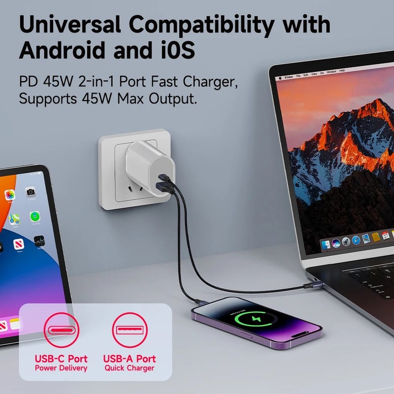 Bluejw 45W USB-C Car Charger, Dual Port PD 3.0 & QC 3.0 Super Fast Charging Adapter for iPhone, Samsung, Nothing Phone, Automobile Chargers - Image 5